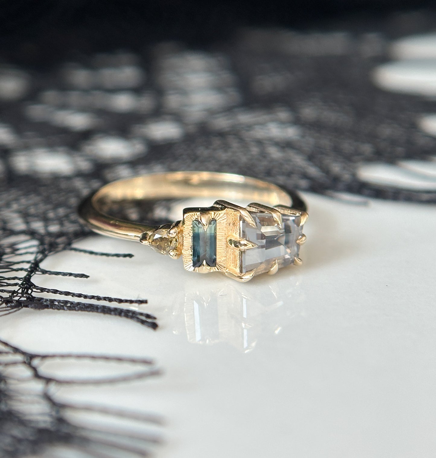 Empire Asymmetric Three Stone Ring