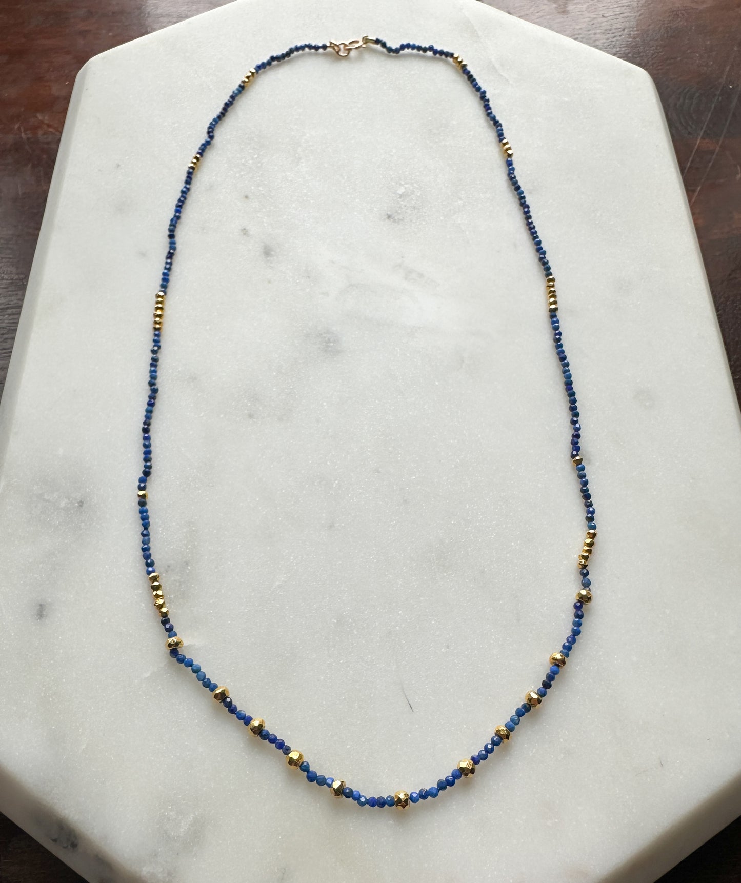 Maeve Tiny Lapis Lazuli and Pyrite Bead Necklace