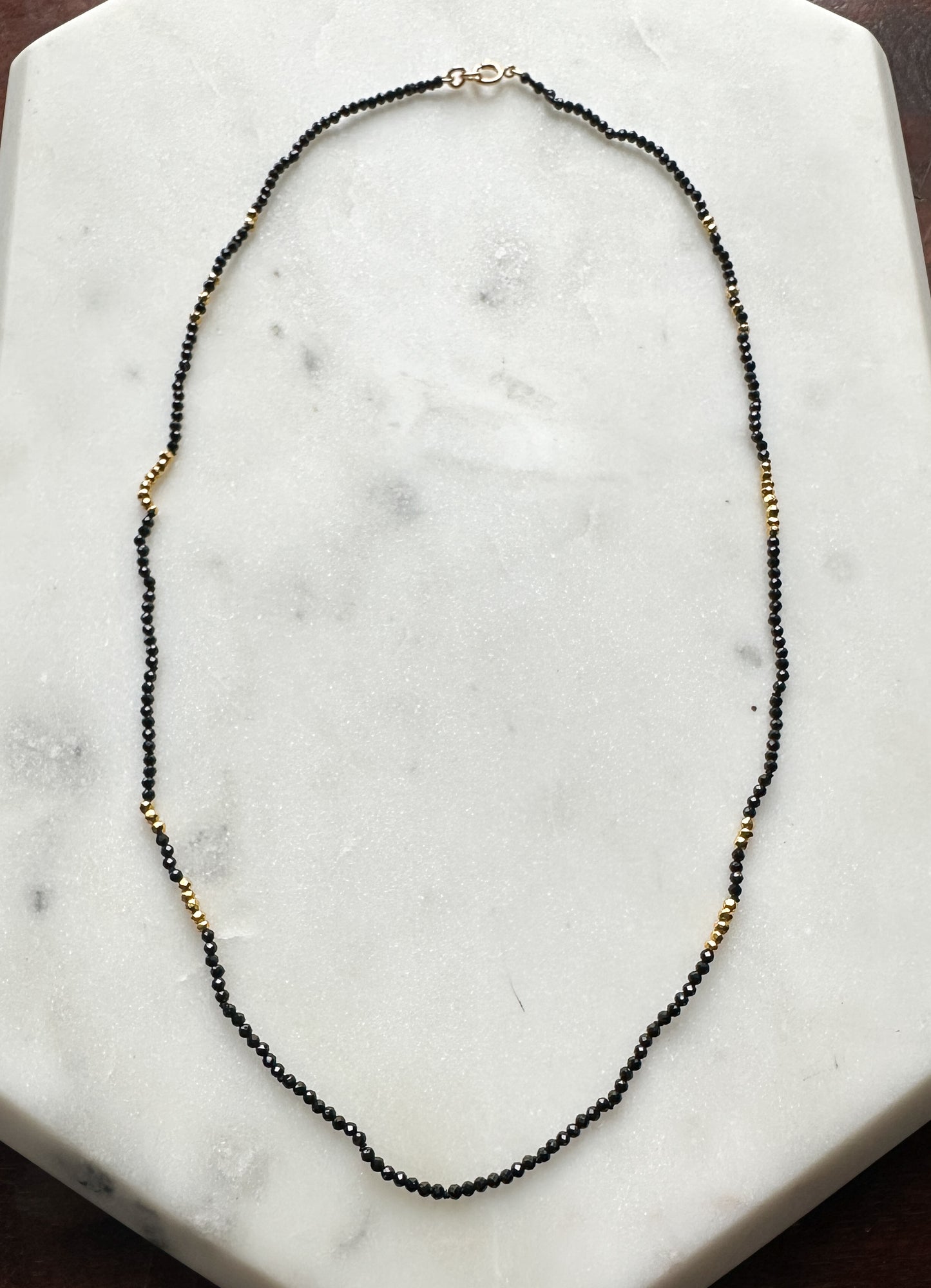 Maeve Tiny Black Spinel and Pyrite Bead Necklace