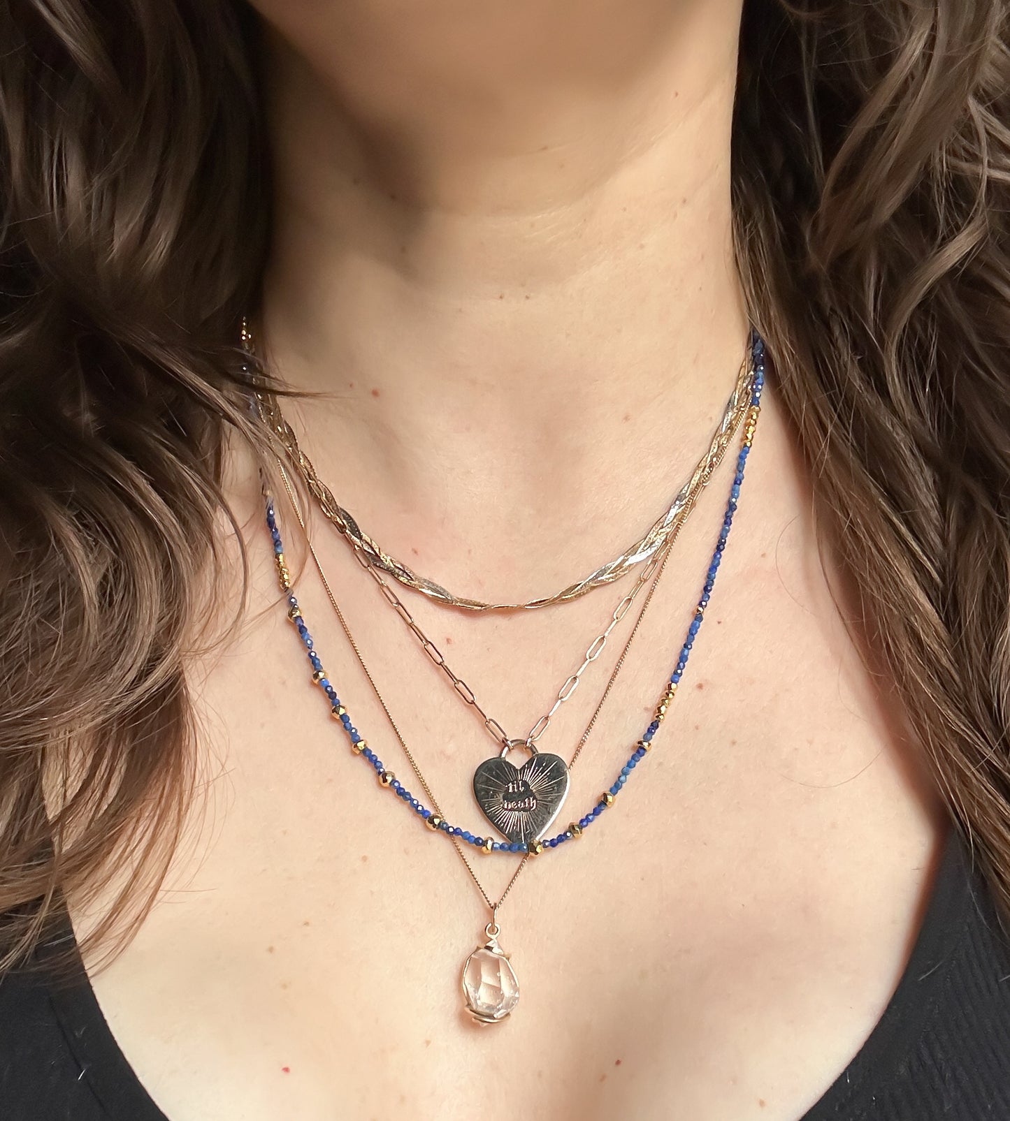 Maeve Tiny Lapis Lazuli and Pyrite Bead Necklace