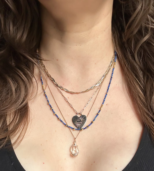 Maeve Tiny Lapis Lazuli and Pyrite Bead Necklace