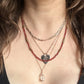 Maeve Peachy Brown Garnet and Pyrite Bead Necklace