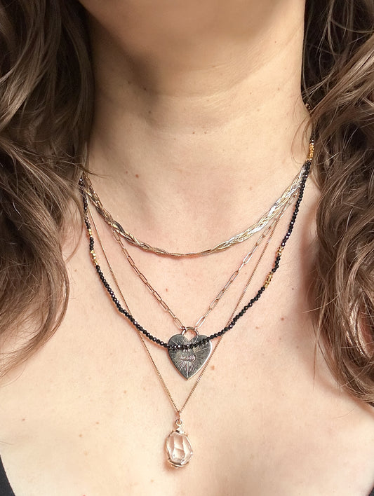 Maeve Tiny Black Spinel and Pyrite Bead Necklace