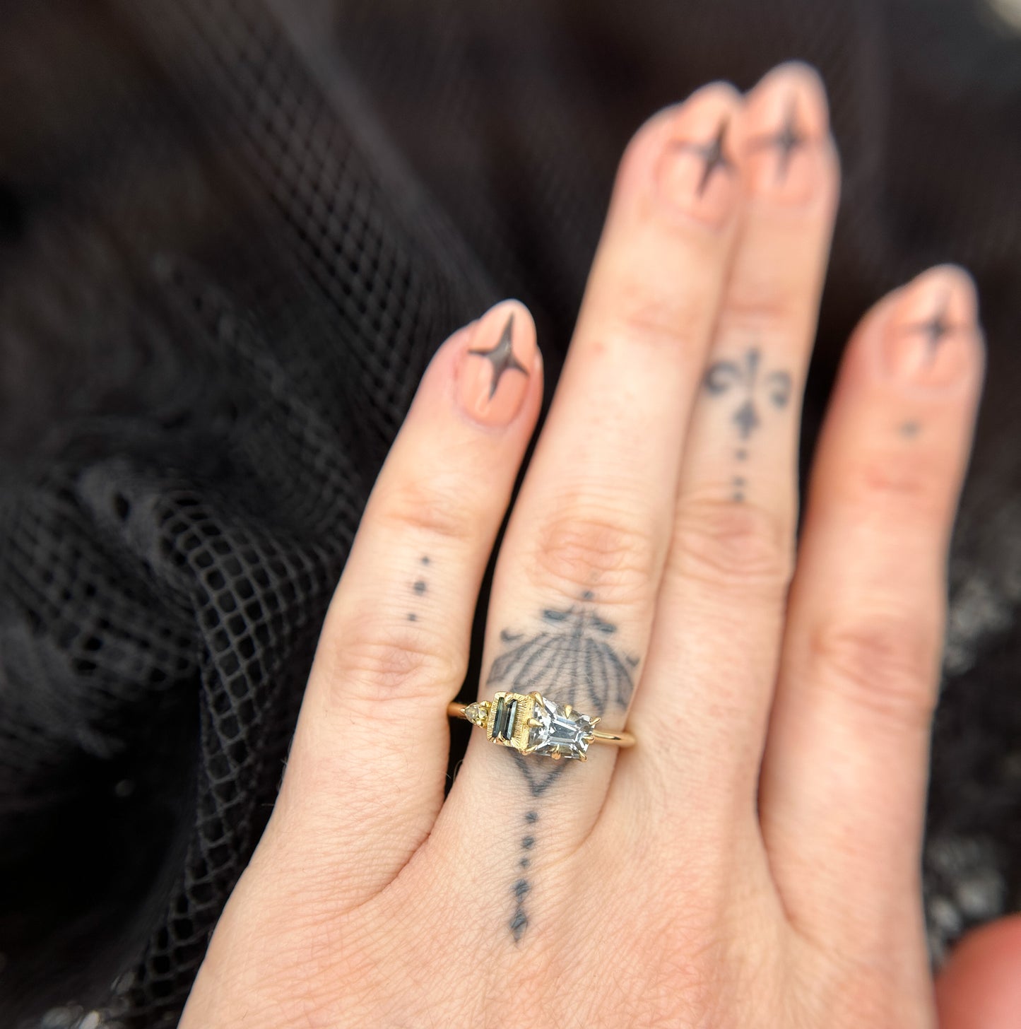 Empire Asymmetric Three Stone Ring