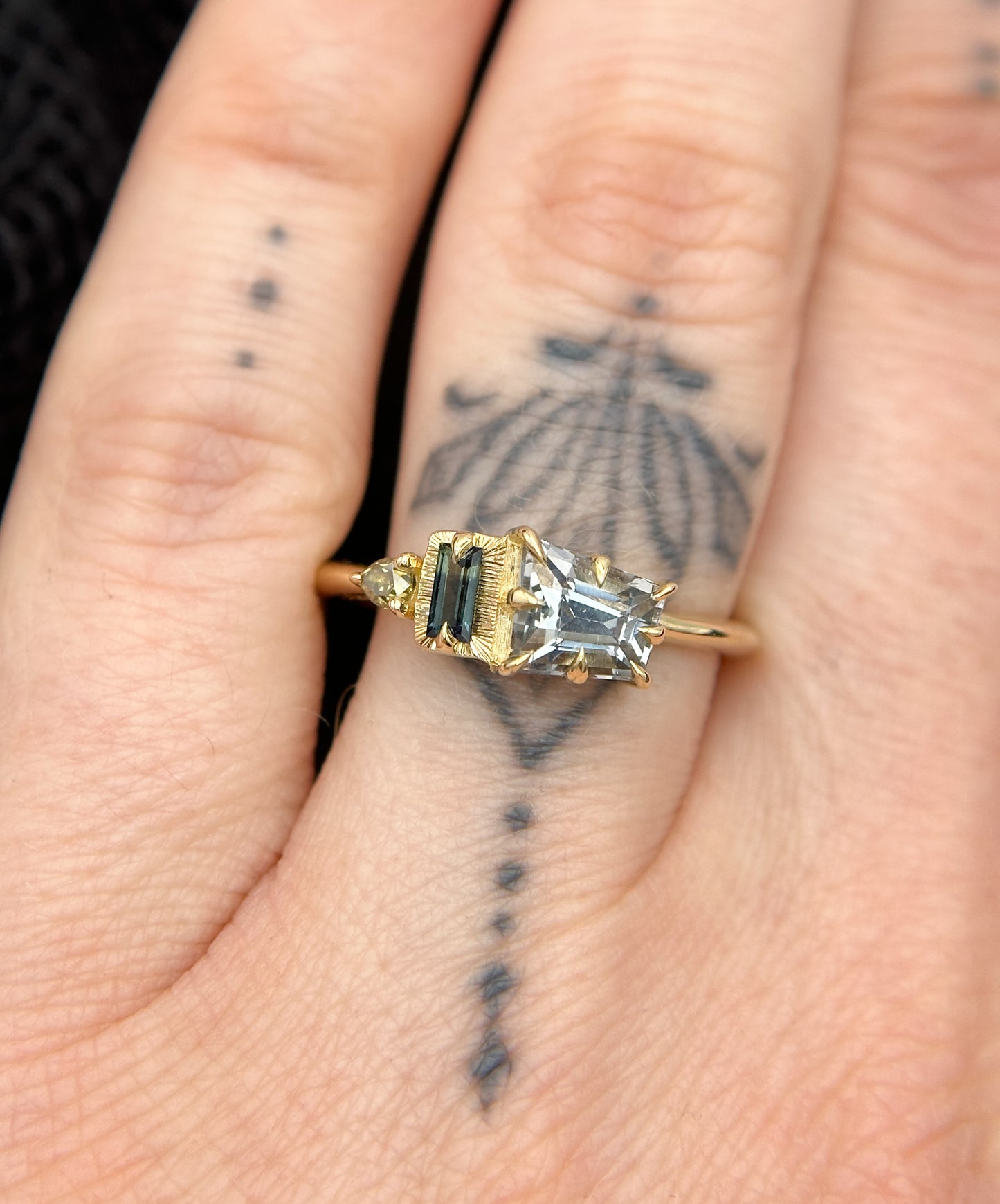 Empire Asymmetric Three Stone Ring