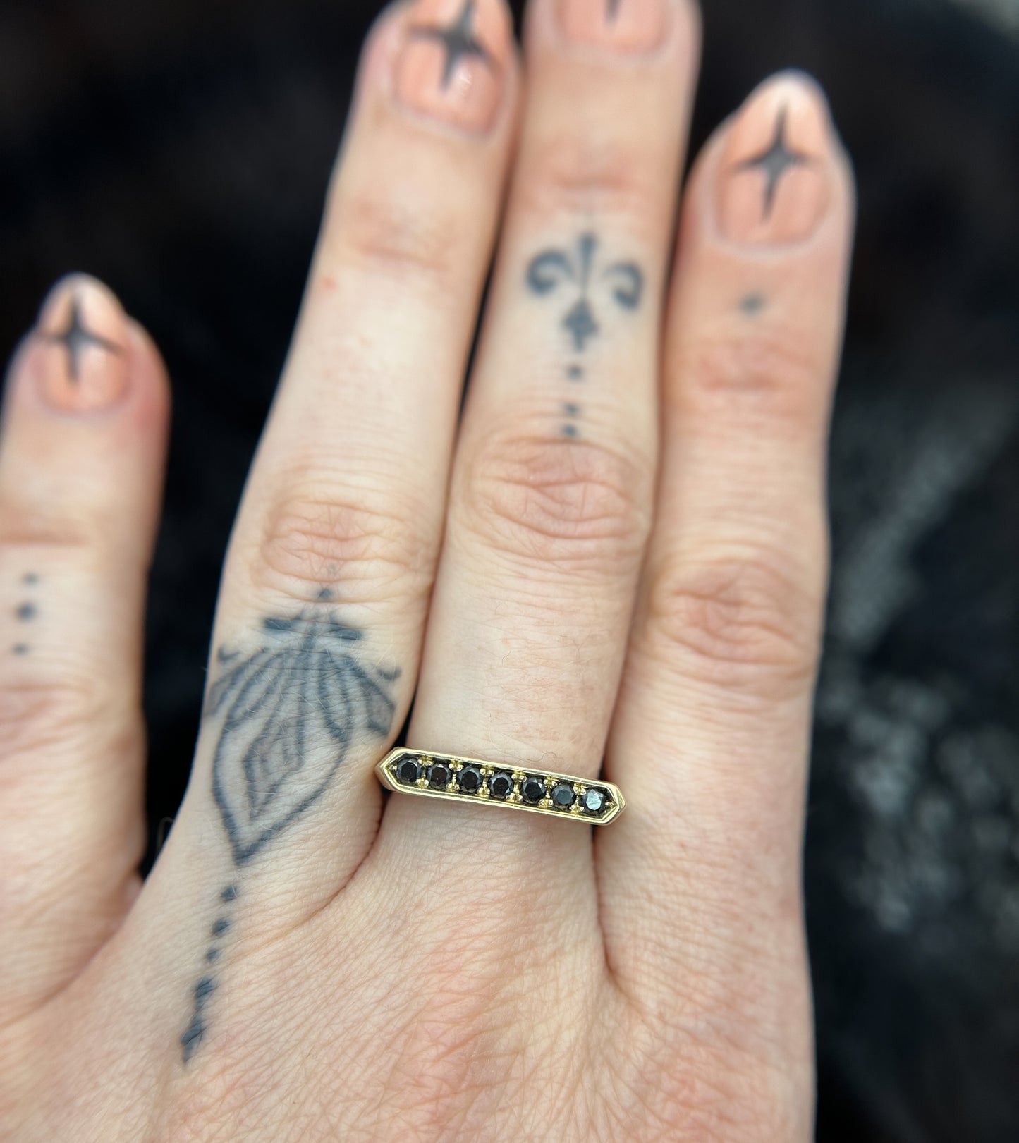 Oscura Black Diamond Signet Stacking Ring