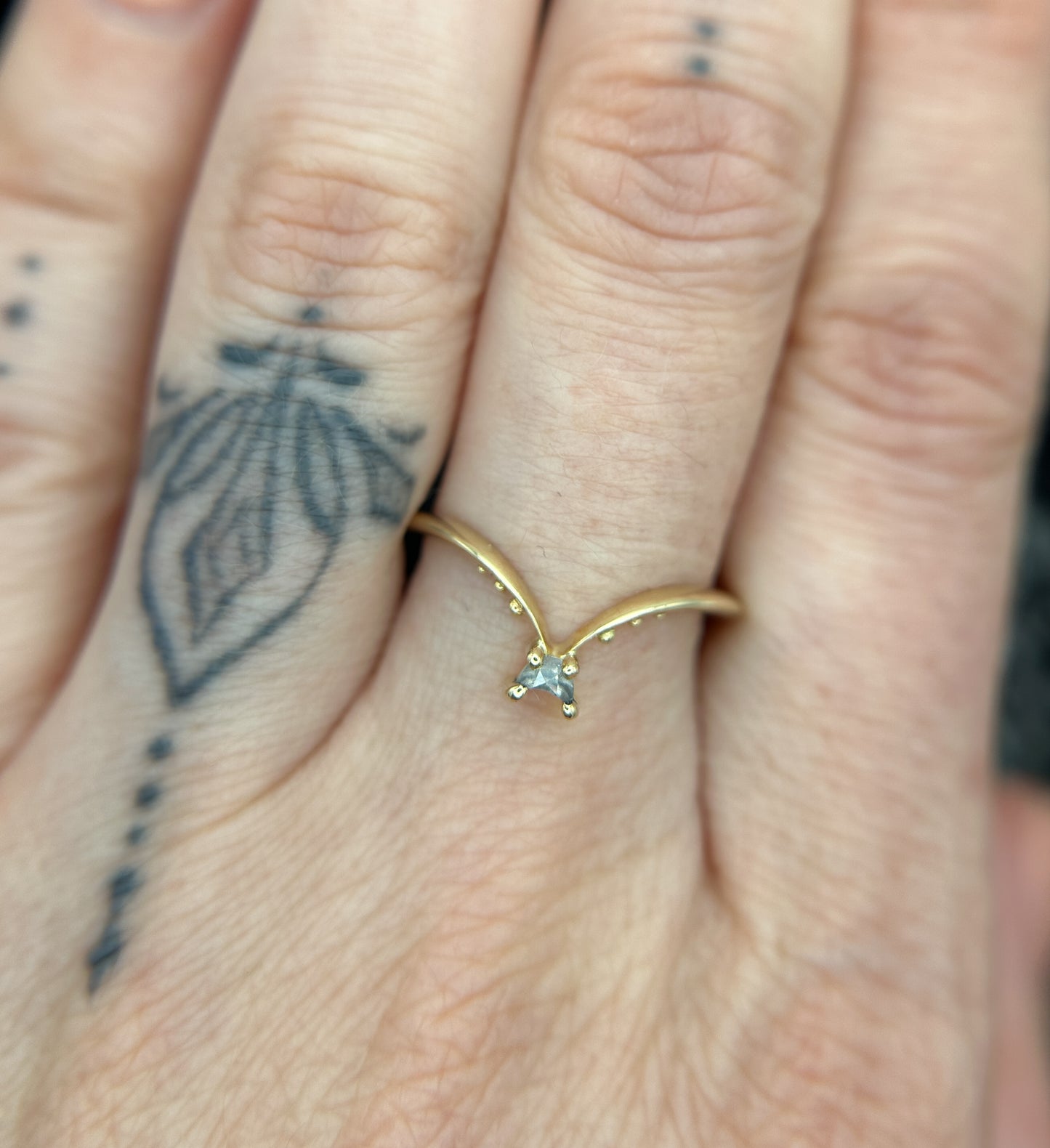 Reina Luna Light Salt & Pepper Moon Ring