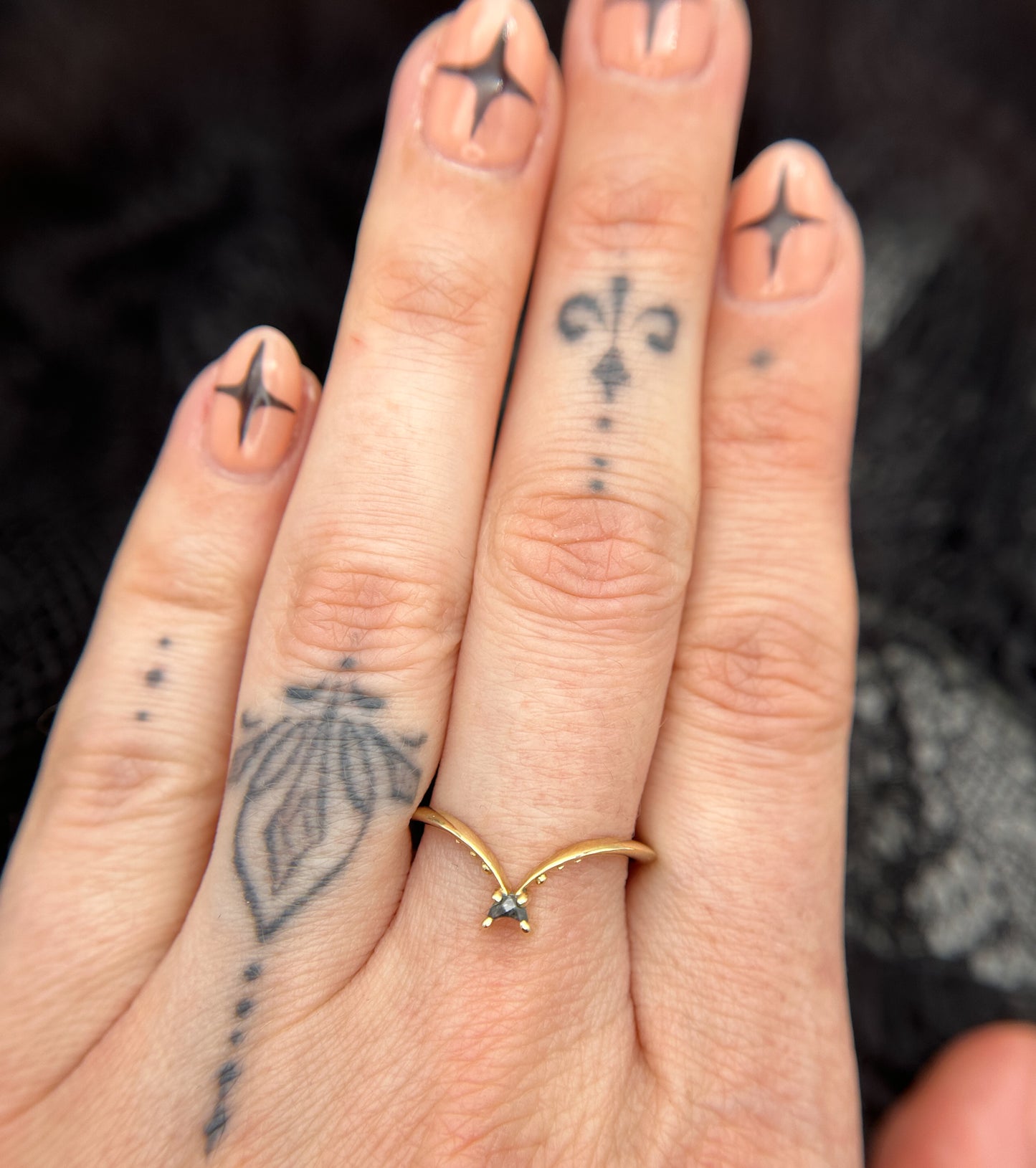 Reina Luna Dark Salt & Pepper Moon Ring