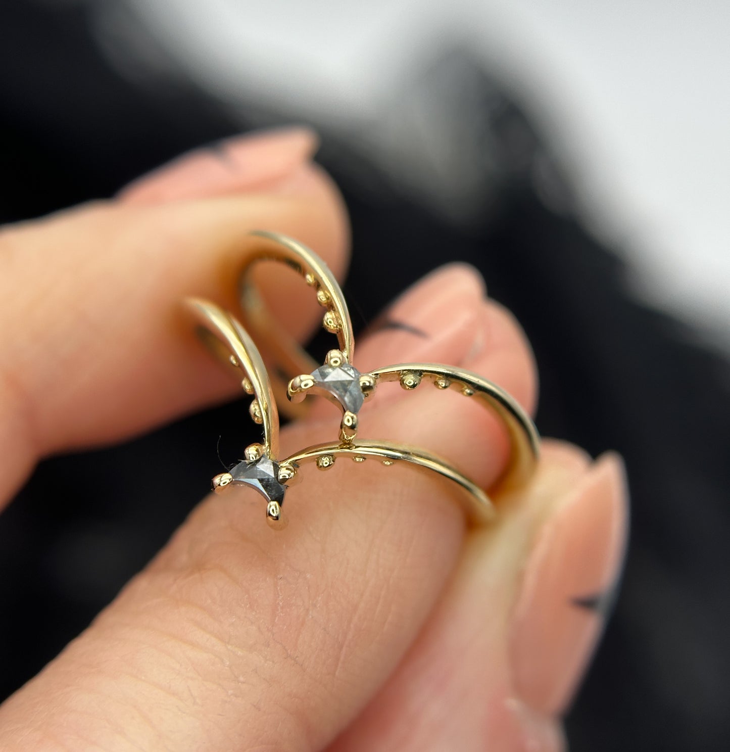 Reina Luna Light Salt & Pepper Moon Ring