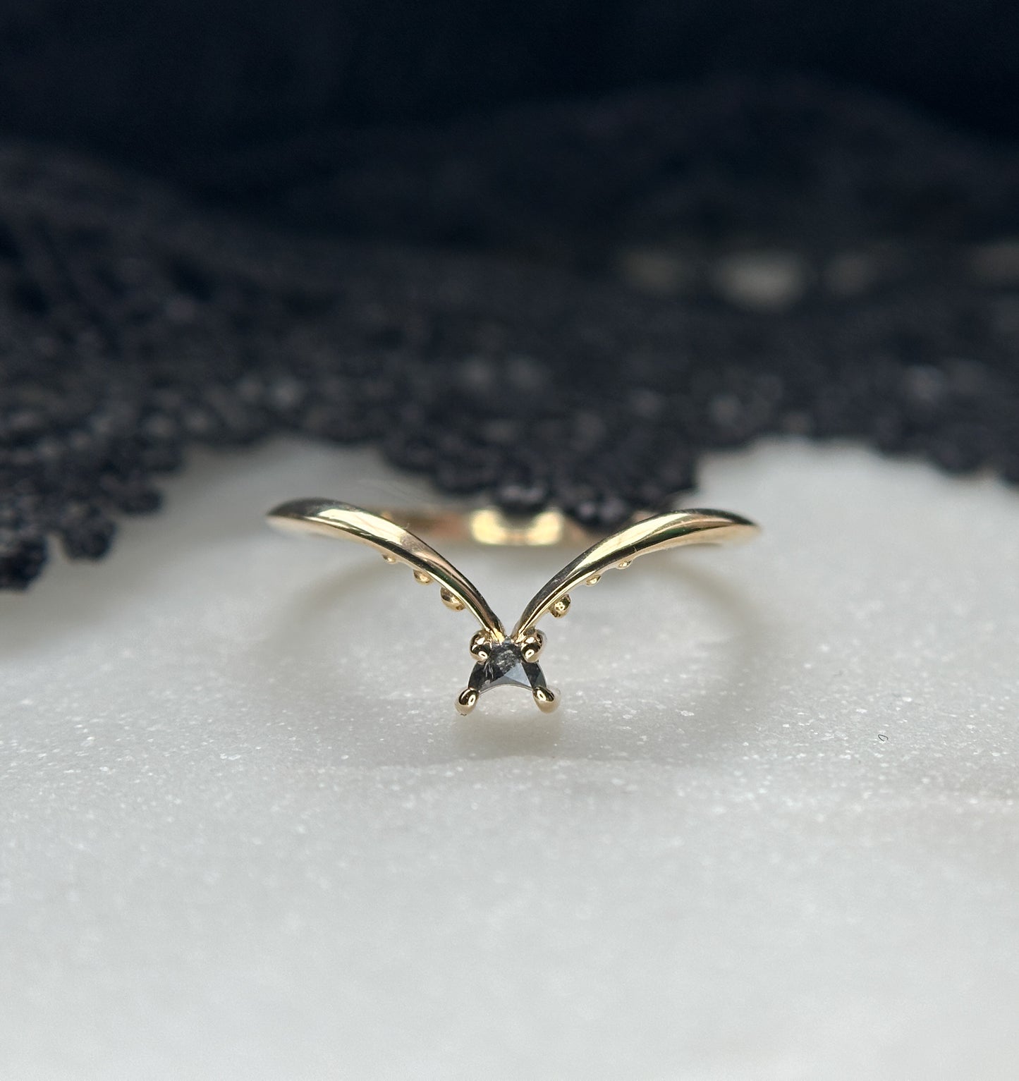Reina Luna Dark Salt & Pepper Moon Ring