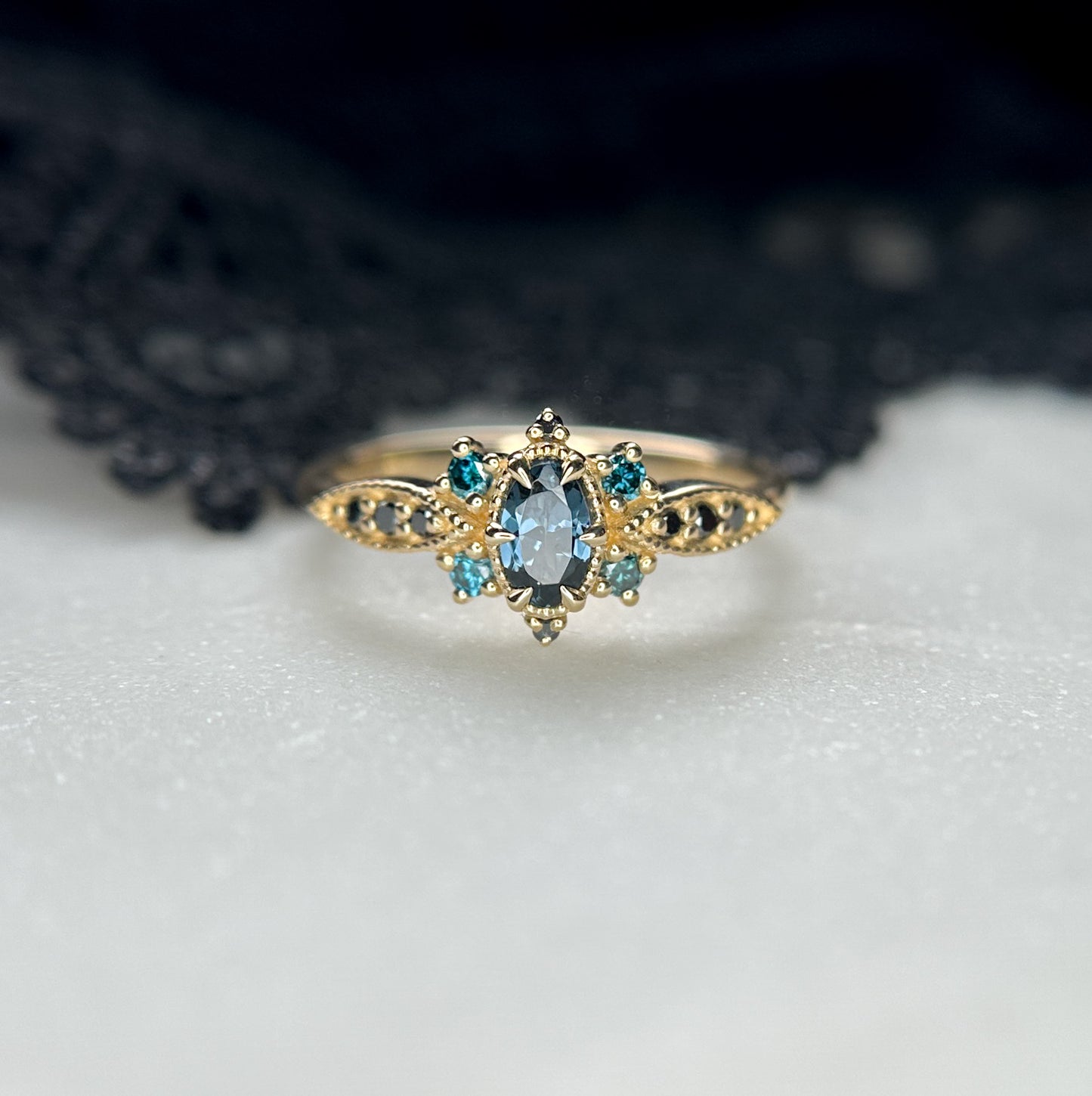 Stella Teal and Black Ring