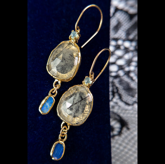 Regiis Tourmalated Quartz and Opal Drop Earrings