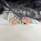 Laetus Carved Pink Tourmaline and Turquoise Studs