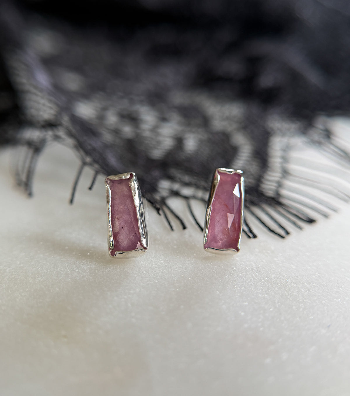 Minima Pink Sapphire Studs