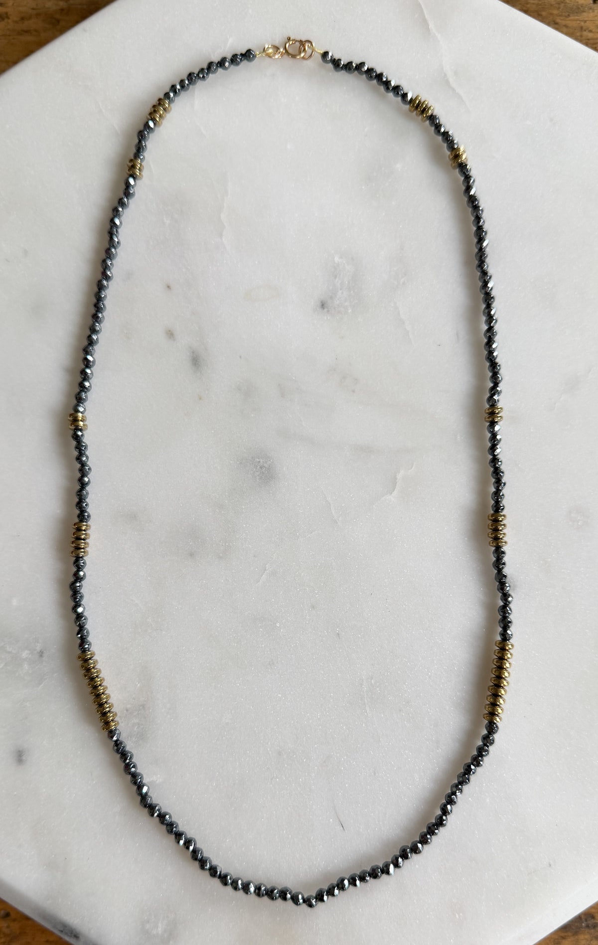 Maeve Hemitite and Pyrite Bead Necklace (Copy)