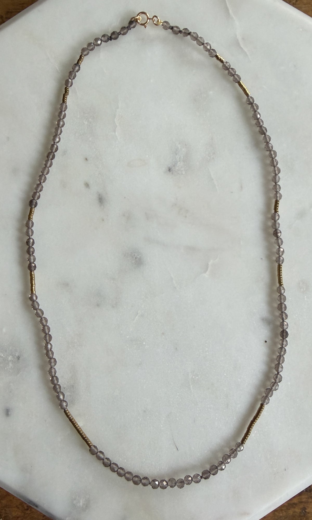 Maeve Smokey Quartz and Pyrite Bead Necklace