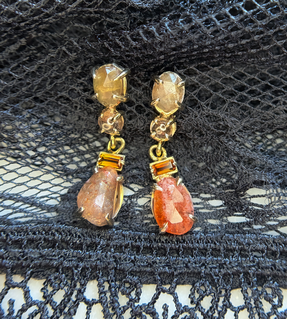 Regiis Orange Sapphire, Madeira Citrine and Sunstone Drops