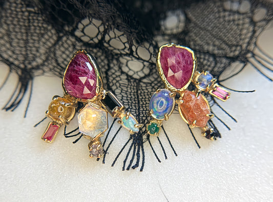 Edith Multi-Gem Mis-Matched Earrings