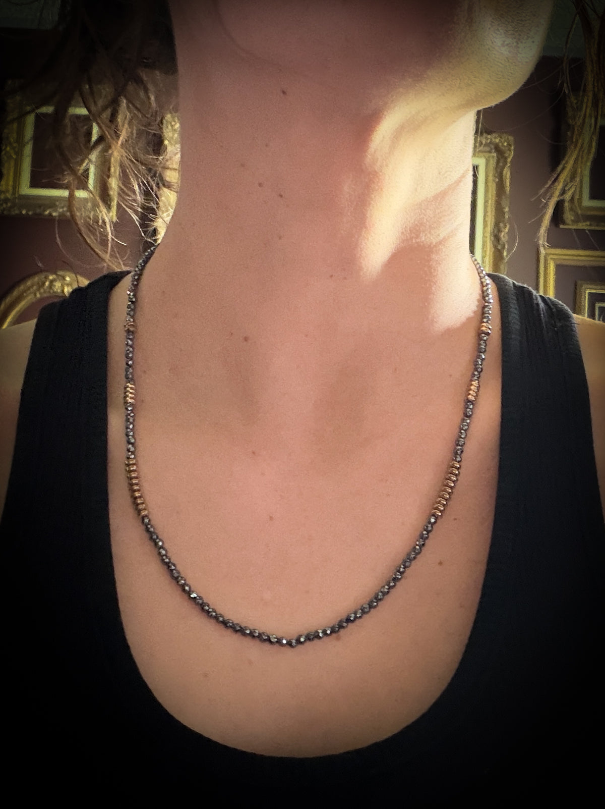 Maeve Hemitite and Pyrite Bead Necklace (Copy)