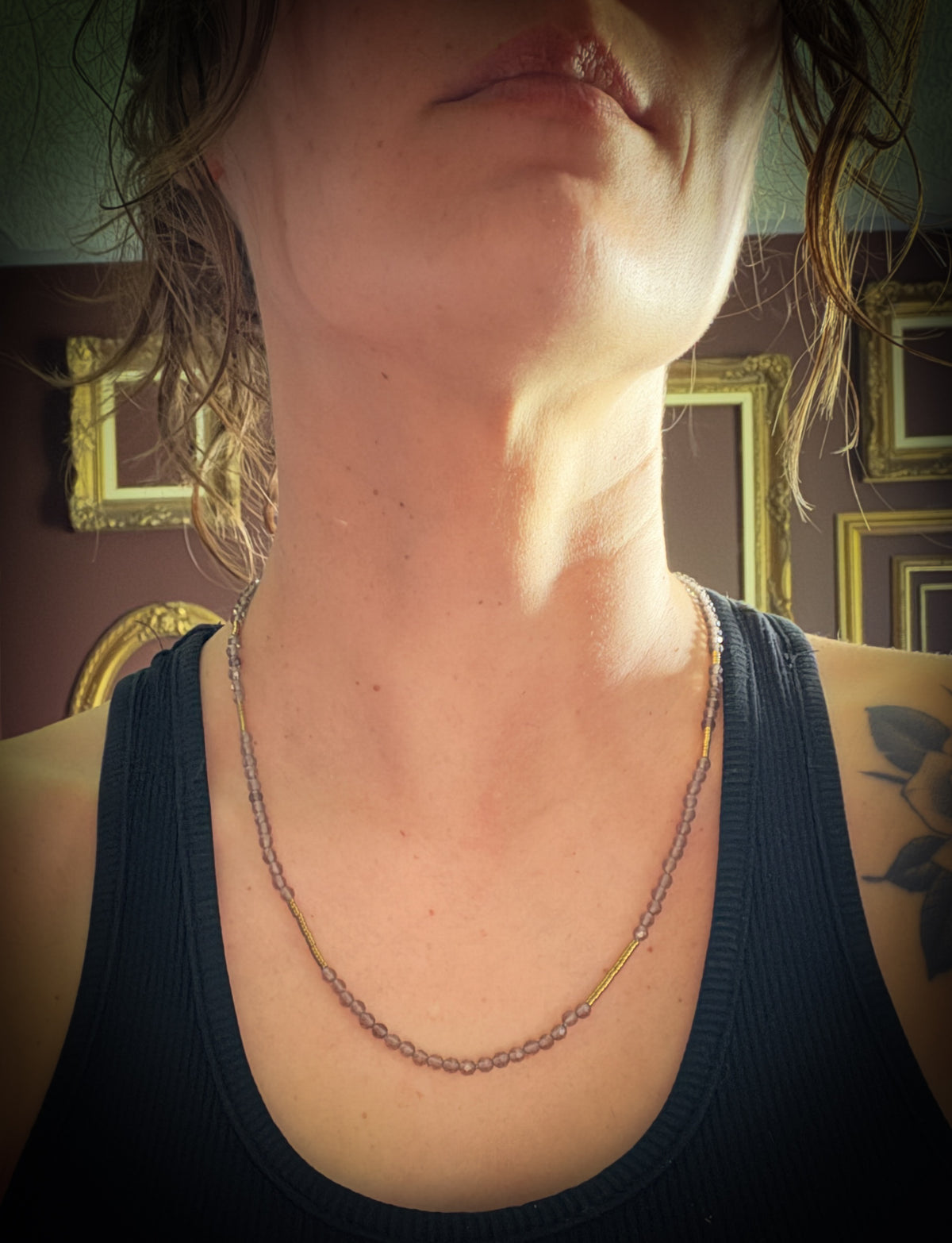 Maeve Smokey Quartz and Pyrite Bead Necklace