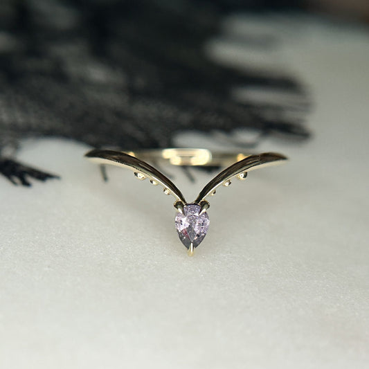 *SALE 15% off* Reina Purple Pear Spinel Fitted Band Ring