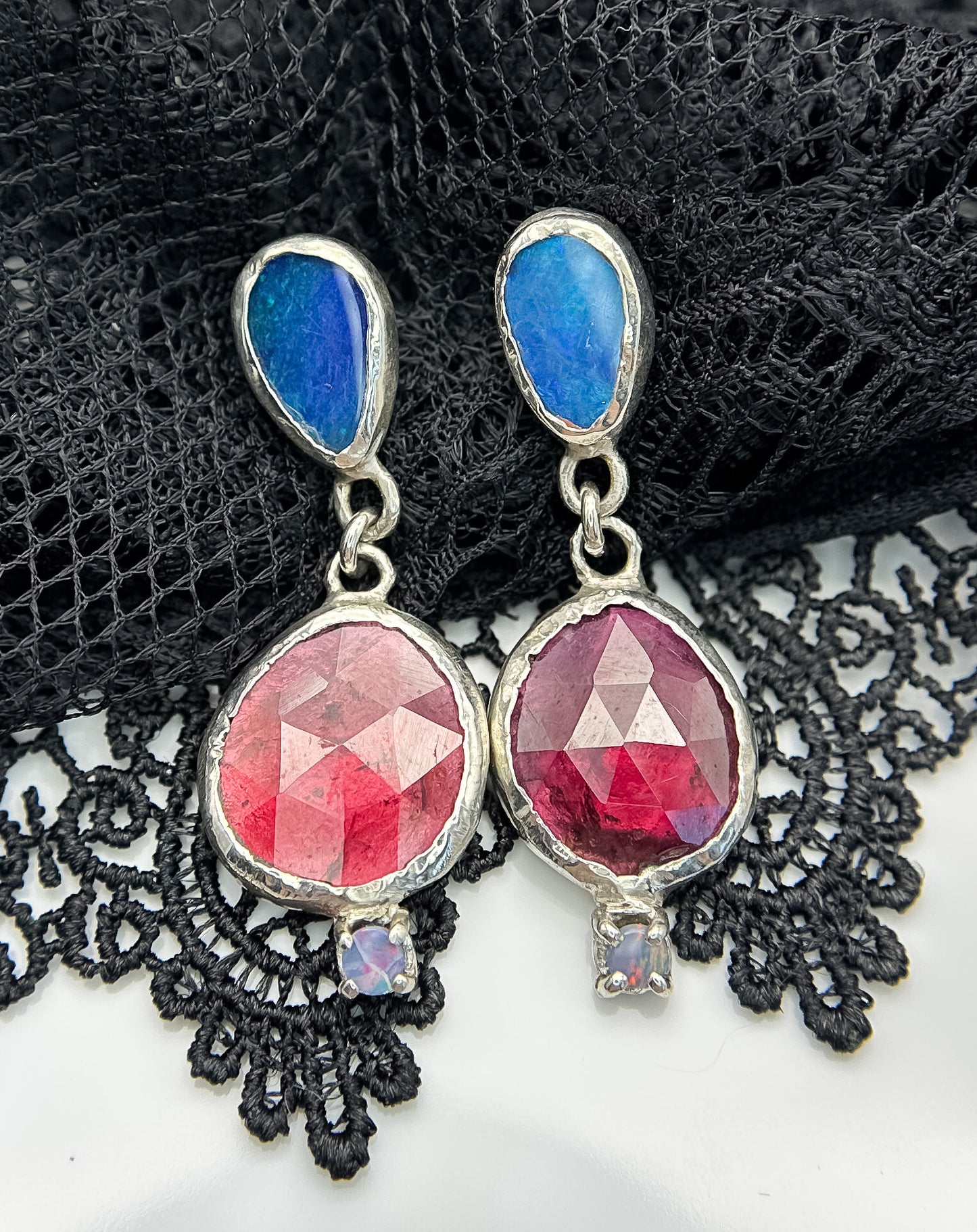 Regiis Garnet and Opal Drop Earrings