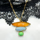 Gemma Orange Agate, Australian Boulder Opal and Green Turquoise Pendant