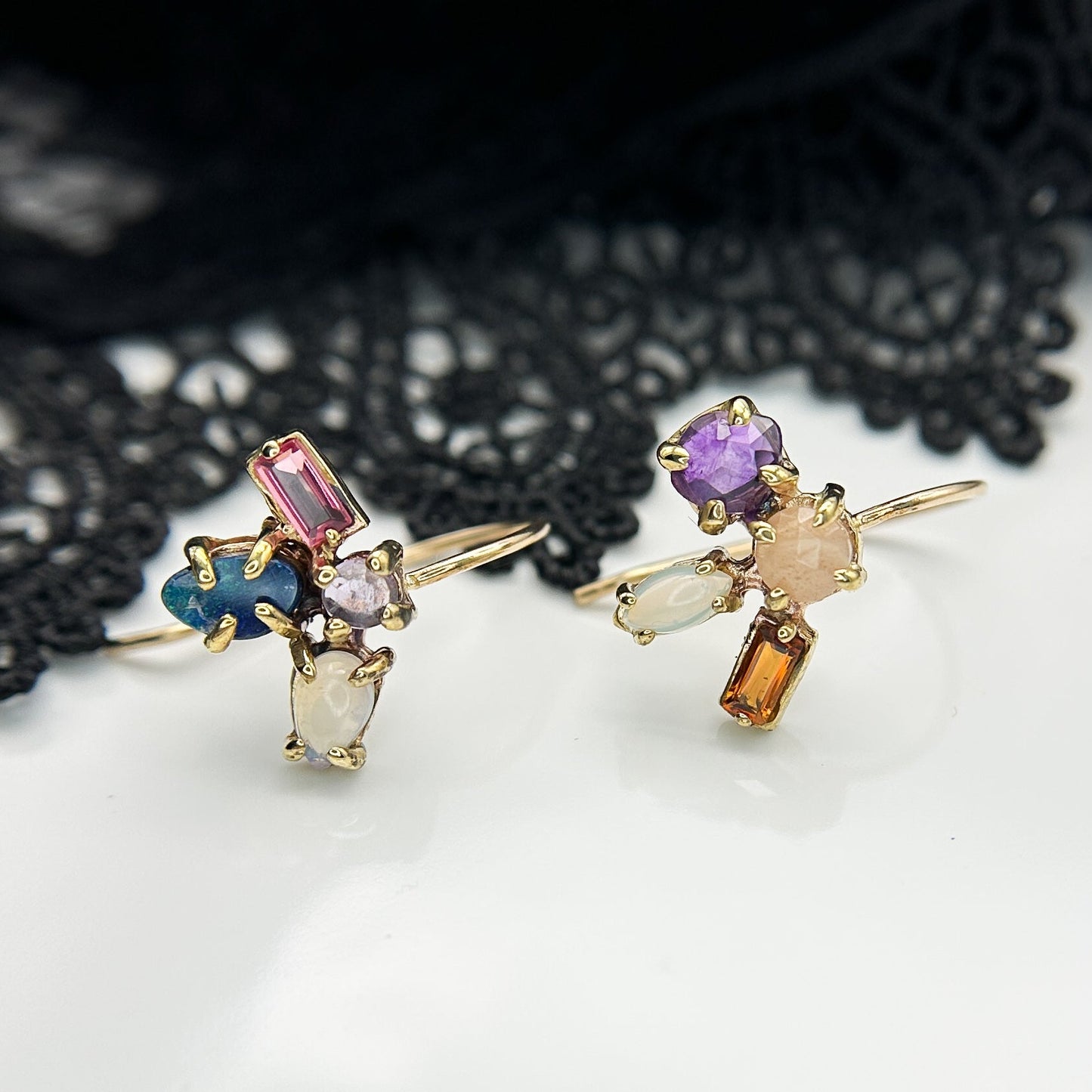 Gemma Multi Colour Mis-Matched Drop Earrings