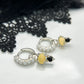 Carmina Deluxe Opal and Onyx Hoop Earrings