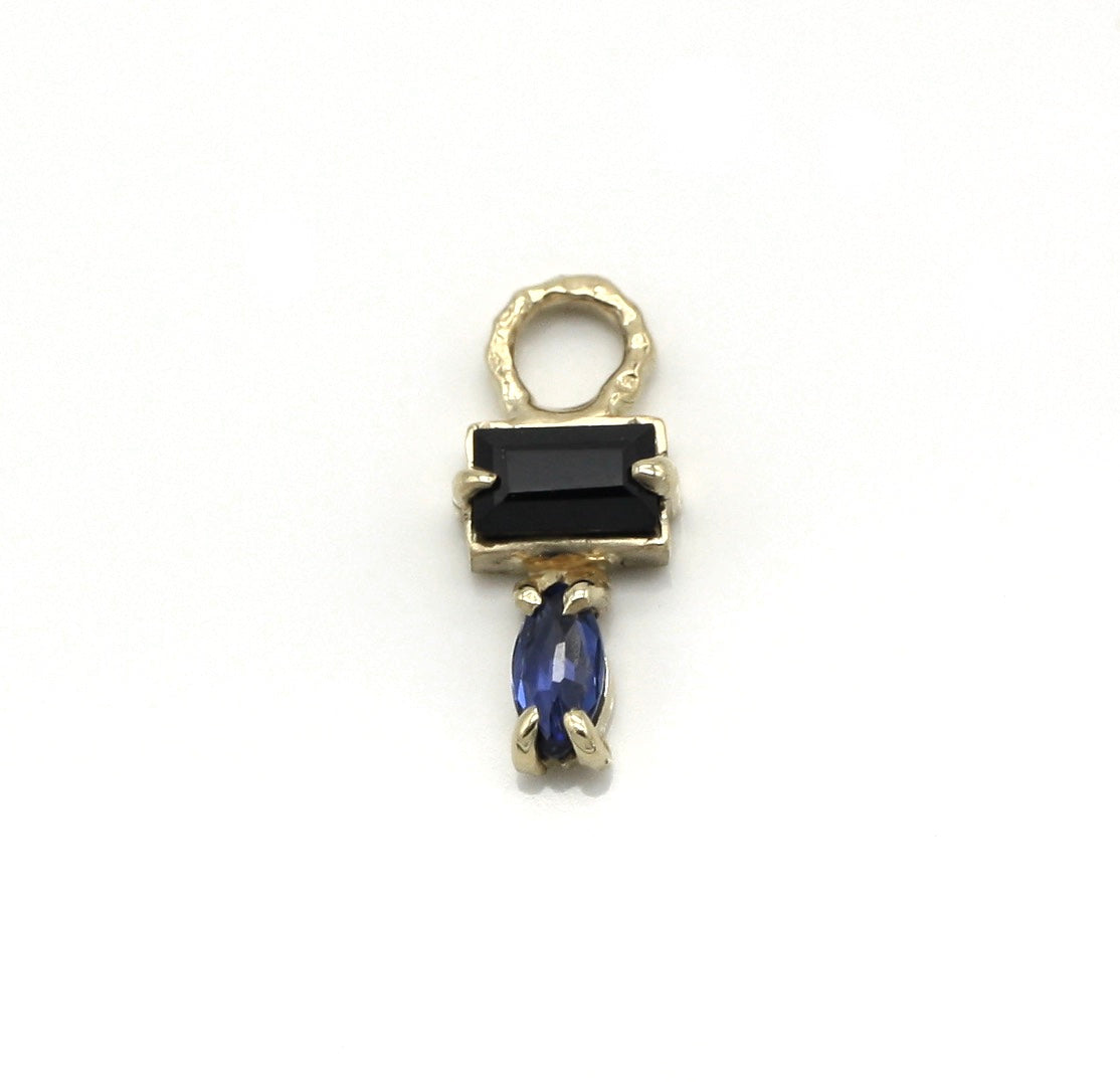 Gemma Black Spinel and Blue Sapphire Hoop In Gold