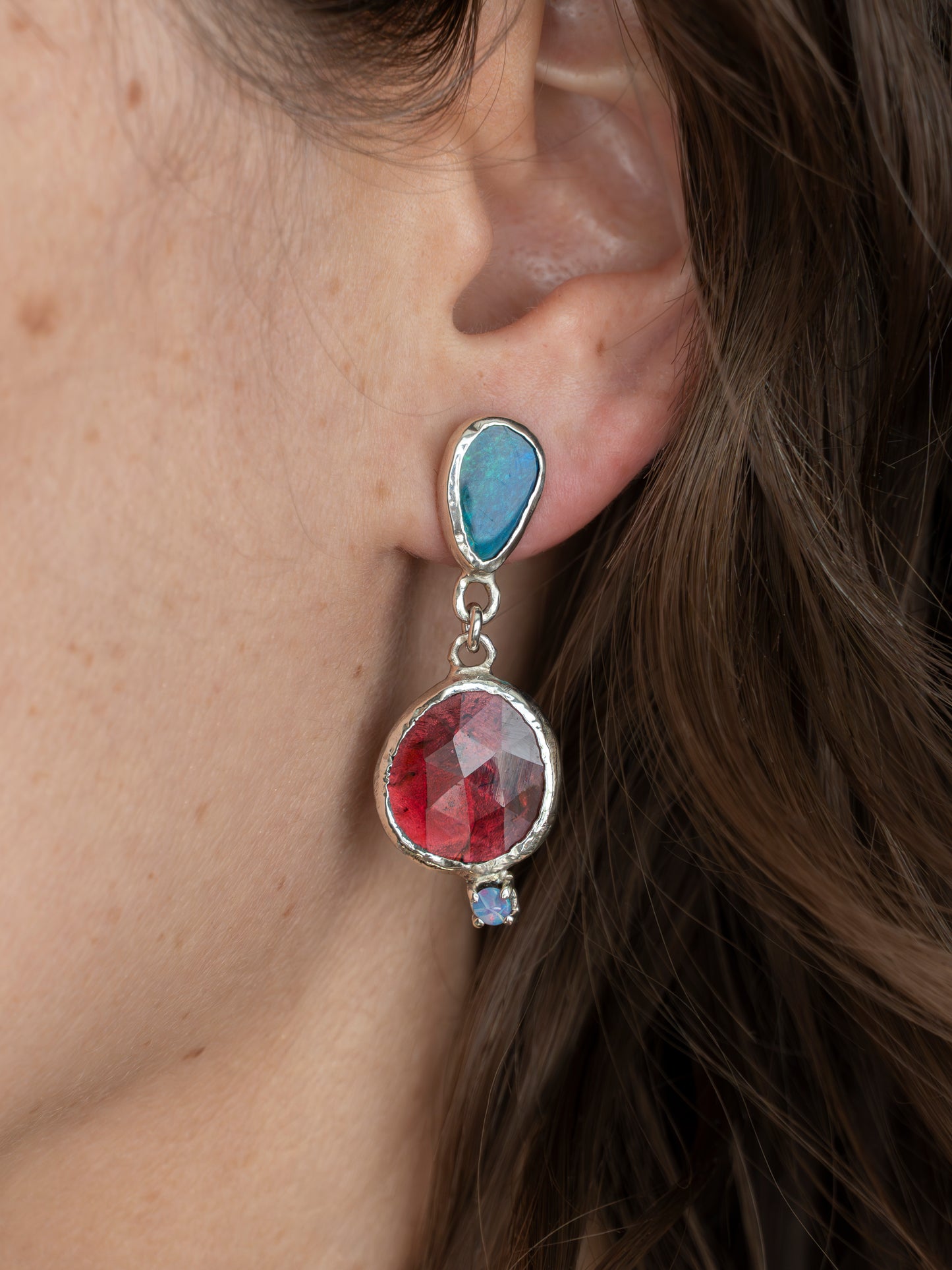Regiis Garnet and Opal Drop Earrings