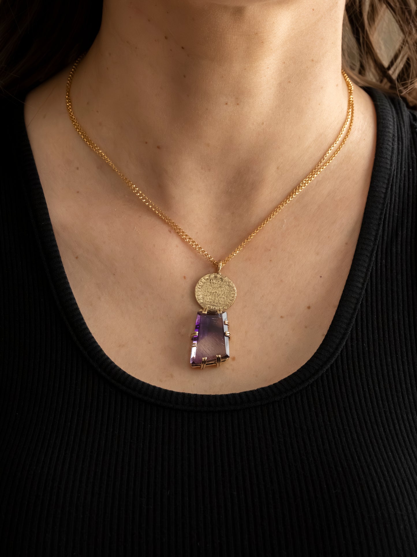 Roman Coin and Super Seven Quartz Pendant