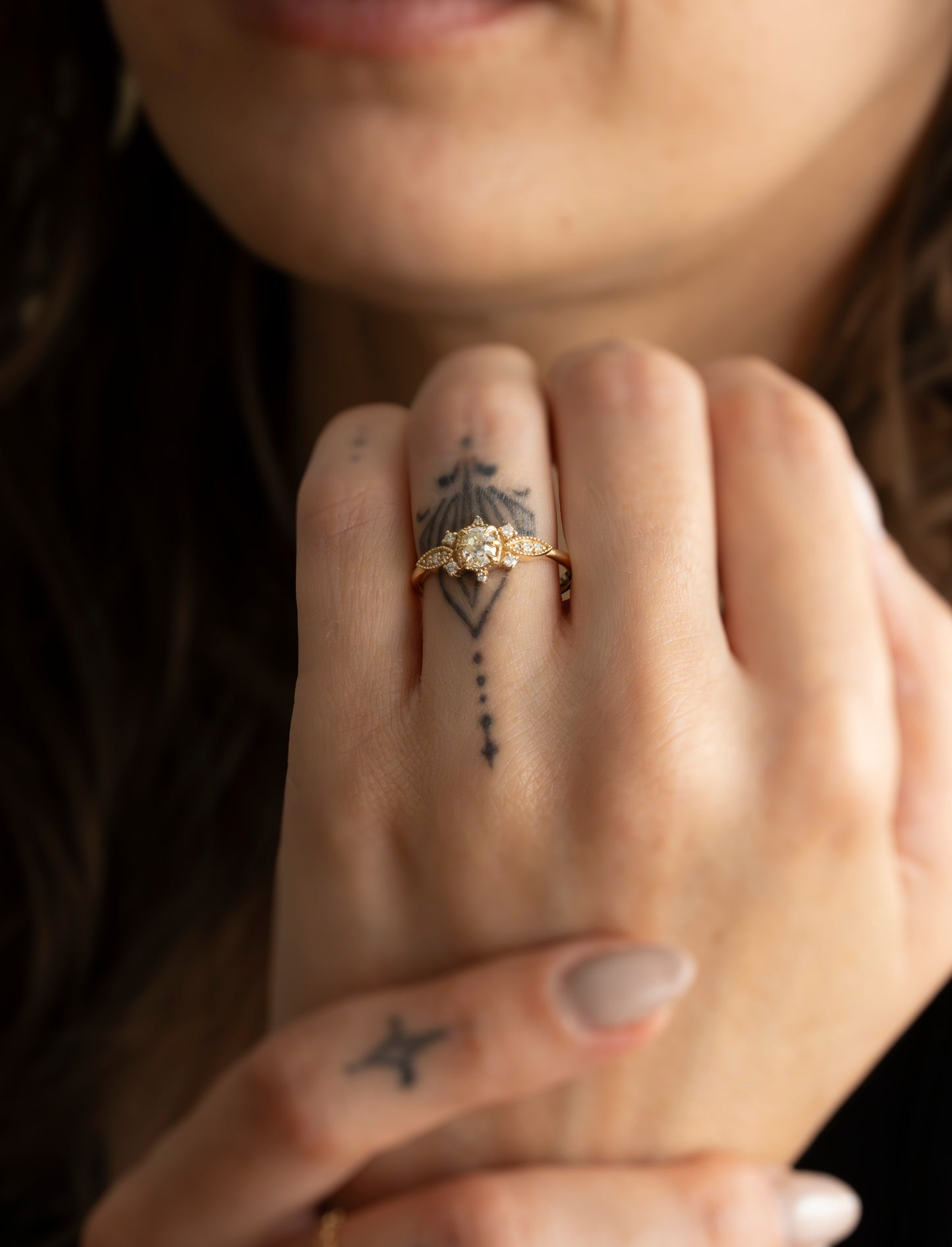 Stella Antique Old Euro Cut Diamond Ring