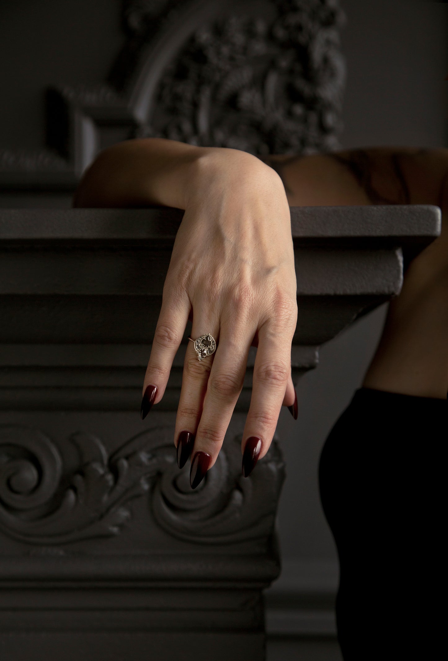 Eowyn Salt and Pepper Pear Diamond Ring